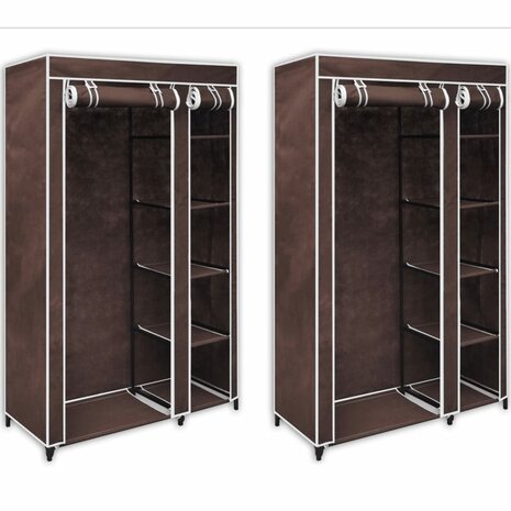 Kledingkasten stof bruin 2 st 8718475829874 8