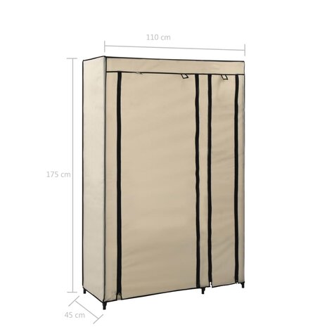 Kledingkasten opvouwbaar 2 st 110x45x175 cm stof crème 8719883564685 8