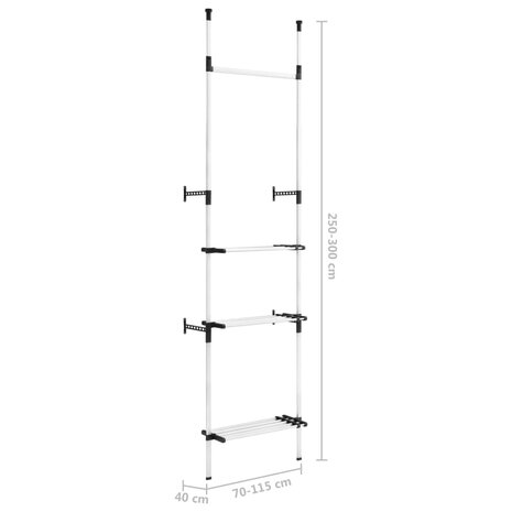 Kledingkastsysteem met stangen en schap telescopisch aluminium 8720286041789 10