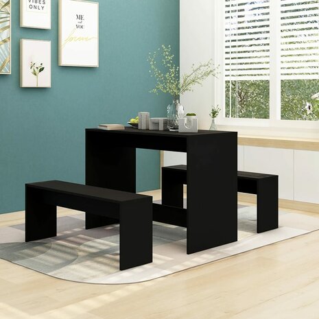 3-delige Eethoek spaanplaat zwart 8720286834305 1