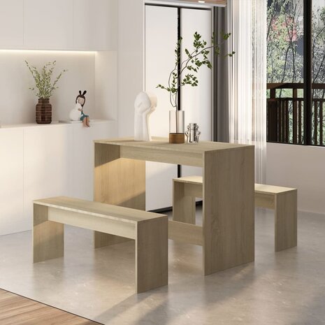 3-delige Eethoek spaanplaat sonoma eikenkleurig 8720286834312 3