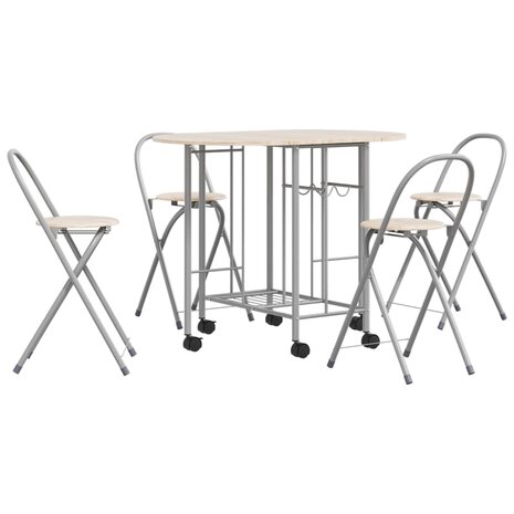 Eetkamerset opvouwbaar 5-dlg MDF 8718475527800 2