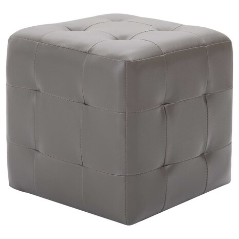 Poef 2 st 30x30x30 cm kunstleer grijs 8719883724485 2