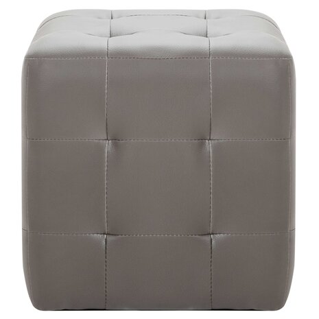 Poef 2 st 30x30x30 cm kunstleer grijs 8719883724485 3