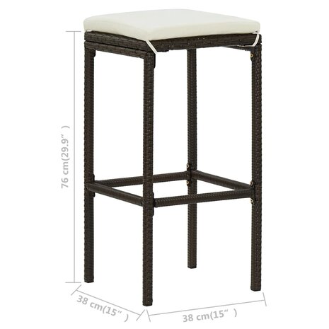 Barkrukken met kussens 2 st poly rattan bruin 8720286146422 8