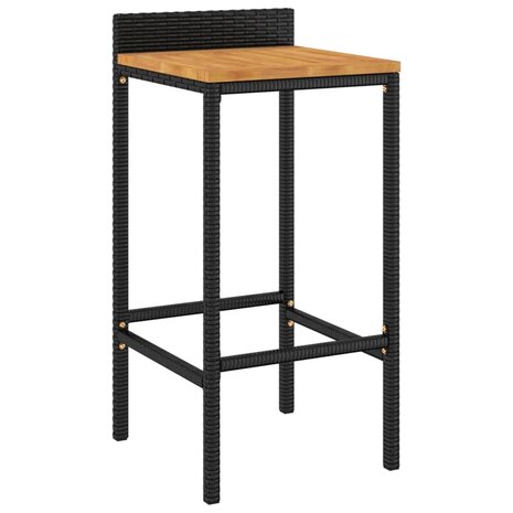 Barkrukken 2 st poly rattan en massief acaciahout zwart 8720845740146 3