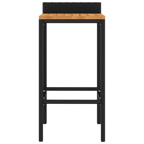 Barkrukken 2 st poly rattan en massief acaciahout zwart 8720845740146 4