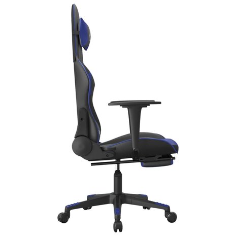 Gamestoel met voetensteun kunstleer zwart en blauw 8720287229087 4