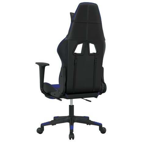 Gamestoel met voetensteun kunstleer zwart en blauw 8720287229087 5