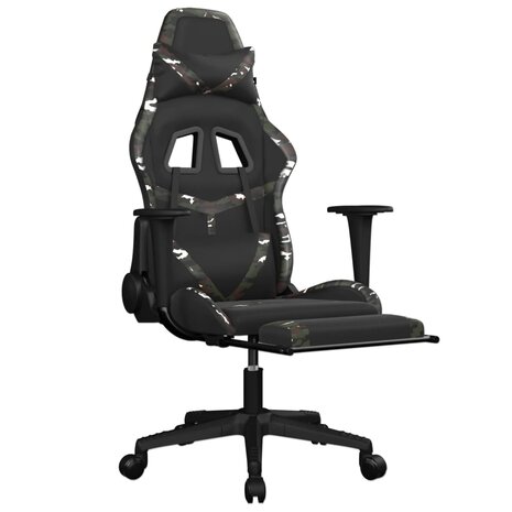 Massage gamestoel met voetensteun kunstleer zwart en camouflage 8720287143857 3