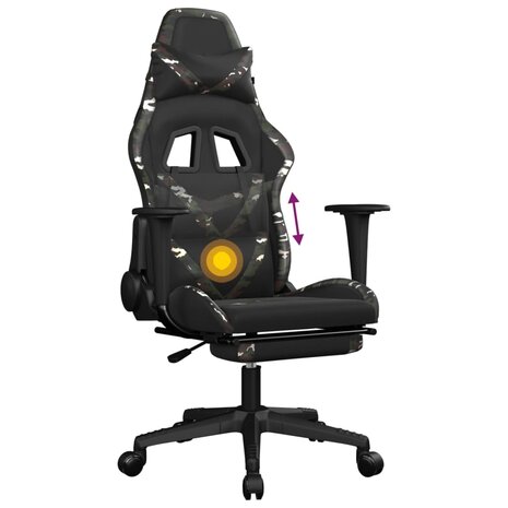 Massage gamestoel met voetensteun kunstleer zwart en camouflage 8720287143857 8