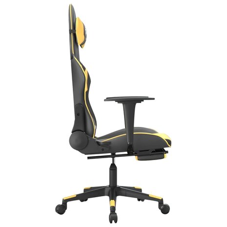 Gamestoel met voetensteun kunstleer zwart en goudkleurig 8720287229100 4