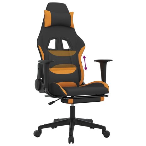 Gamestoel met voetensteun stof zwart en oranje 8720287229568 8