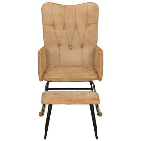Schommelstoel met voetensteun in vintage stijl canvas crème 8720286772348 2