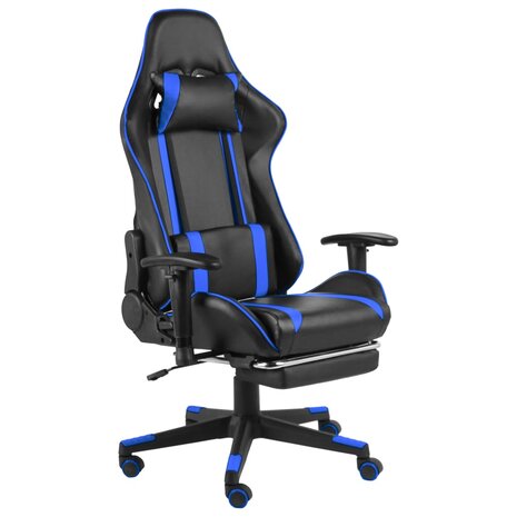 Gamestoel draaibaar met voetensteun PVC blauw 8720286193297 1