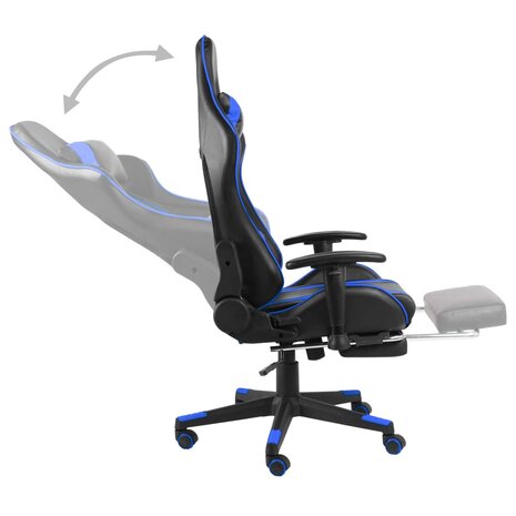 Gamestoel draaibaar met voetensteun PVC blauw 8720286193297 5