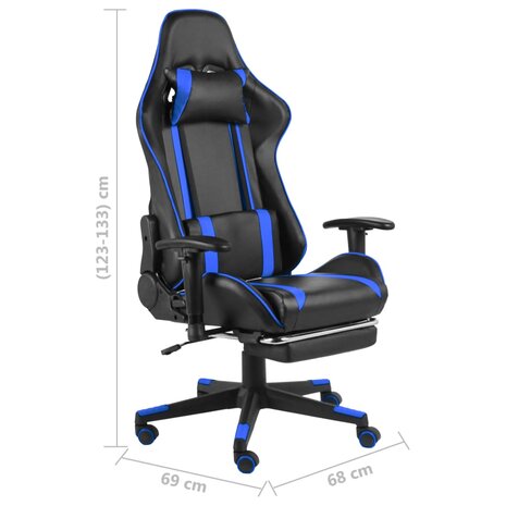 Gamestoel draaibaar met voetensteun PVC blauw 8720286193297 9
