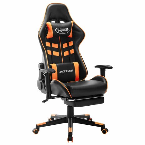Gamestoel met voetensteun kunstleer zwart en oranje 8720286193600 1