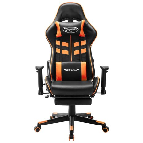 Gamestoel met voetensteun kunstleer zwart en oranje 8720286193600 2