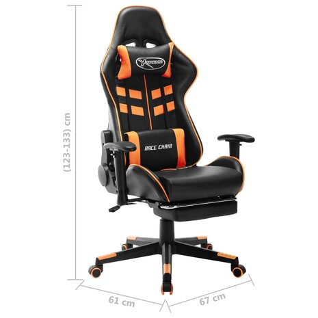 Gamestoel met voetensteun kunstleer zwart en oranje 8720286193600 10