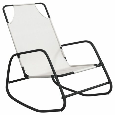 Ligbed schommelend staal en textileen crèmekleurig 8720286760833 2
