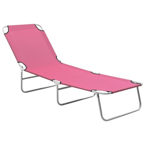 Ligbed inklapbaar staal en stof roze 8720286072806 1