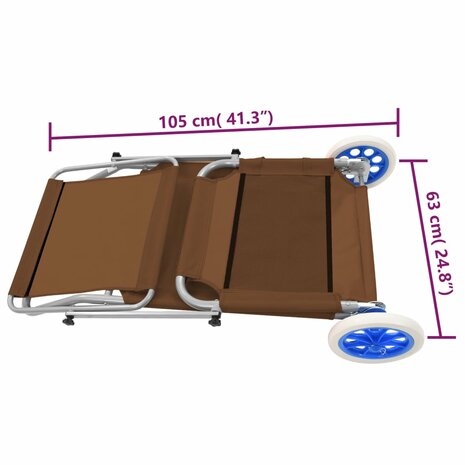 Ligbed met luifel en wieltjes inklapbaar staal taupe 8718475621232 10
