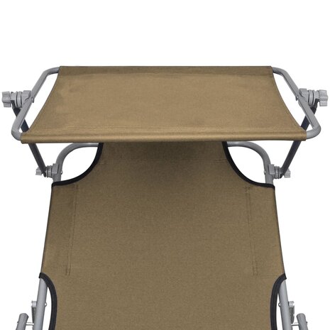 Ligbed met luifel inklapbaar staal taupe 8718475617686 5