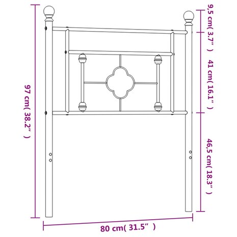 Hoofdbord 75 cm metaal zwart 8721012248984 6