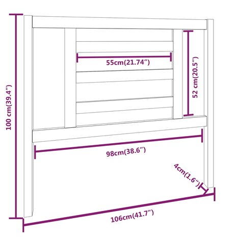 Hoofdbord 106x4x100 cm massief grenenhout honingbruin 8720287006893 6
