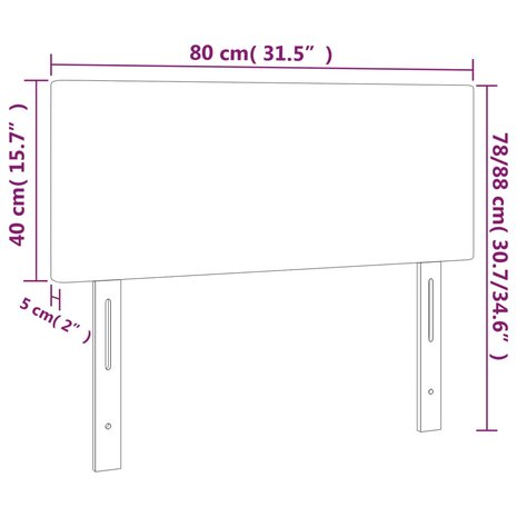Hoofdbord 80x5x78/88 cm stof lichtgrijs 8720287145684 8