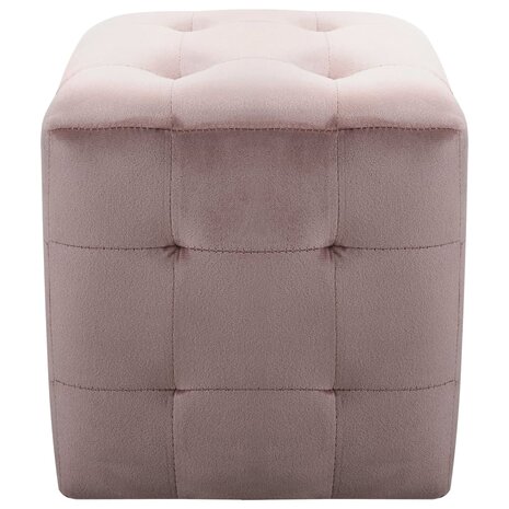 Poef 2 st 30x30x30 cm fluweel roze 8719883724553 3