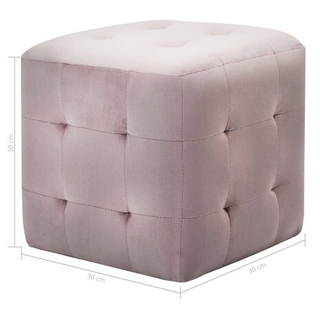 Poef 2 st 30x30x30 cm fluweel roze 8719883724553 5