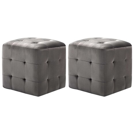 Poef 2 st 30x30x30 cm fluweel grijs 8719883724522 1