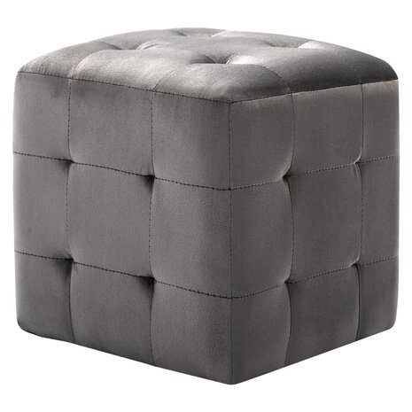 Poef 2 st 30x30x30 cm fluweel grijs 8719883724522 2
