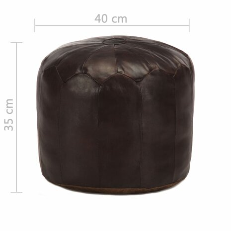 Poef 40x35 cm echt geitenleer donkerbruin 8719883562599 4