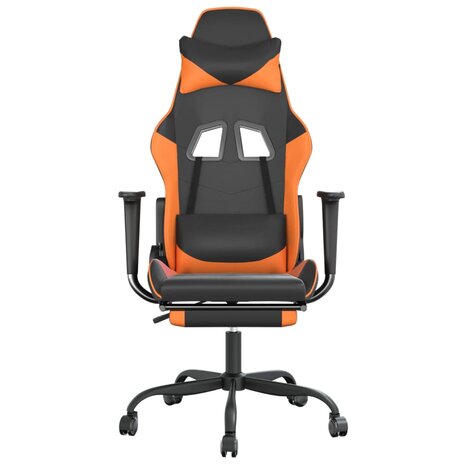 Gamestoel met voetensteun kunstleer zwart en oranje 8720287228684 3