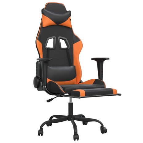 Gamestoel met voetensteun kunstleer zwart en oranje 8720287228684 6