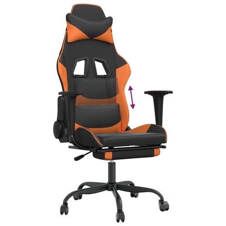Gamestoel met voetensteun kunstleer zwart en oranje 8720287228684 8