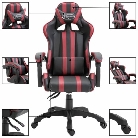 Gamestoel kunstleer wijnrood 8719883568393 2