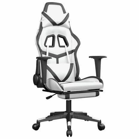 Gamestoel met voetensteun kunstleer wit en zwart 8720287228943 2