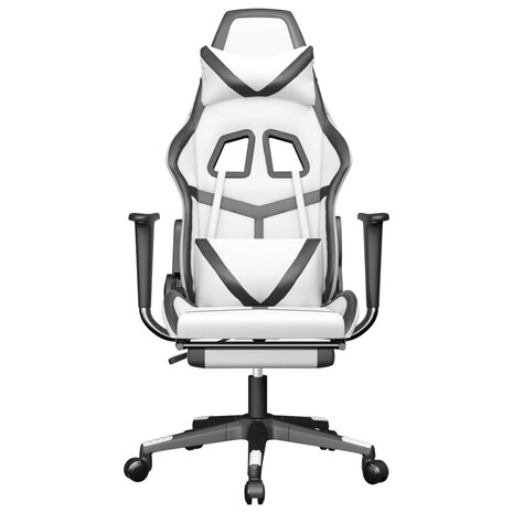 Gamestoel met voetensteun kunstleer wit en zwart 8720287228943 3