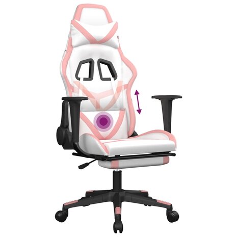 Massage gamestoel met voetensteun kunstleer zwart en roze 8720287143833 8