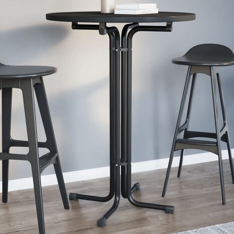 Eettafel Ø 80x110 cm bewerkt hout en staal zwart 8721102612879 1