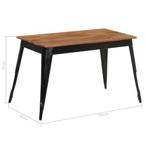 Eettafel 120x60x76 cm massief acaciahout en staal 8718475601975 12