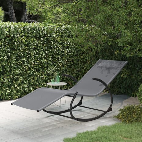 Ligbed schommelend staal en textileen grijs 8720286760703 1