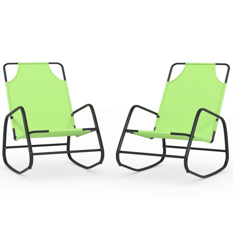Ligstoelen 2 st schommelend staal en textileen groen 8720286761007 2