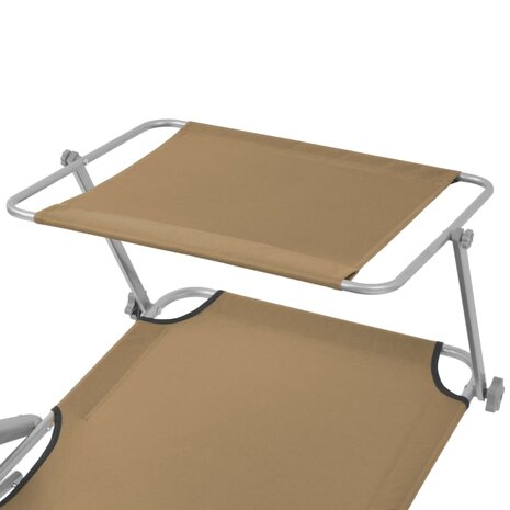 Ligbed met luifel inklapbaar staal taupe 8718475617730 5