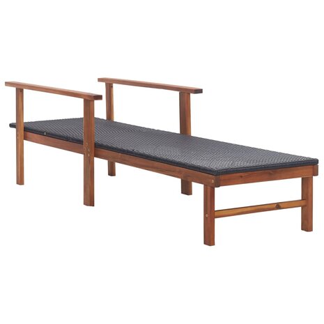 Ligbed poly rattan en massief acaciahout zwart 8719883826776 4