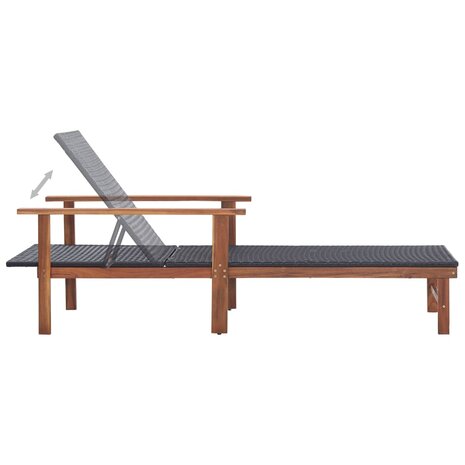 Ligbed poly rattan en massief acaciahout zwart 8719883826776 5